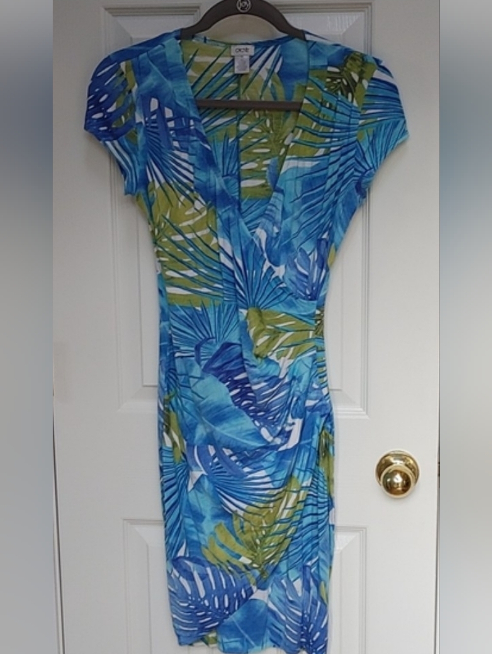 Cache Blue and Green Tropical Midi Dress
